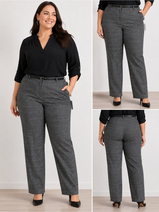 Calvin Klein Pants - Calvin Klein Plus Size Charcoal Glen Plaid Dress Pants